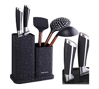 Подставка для ножей 22,8см цв.черный в белую крапинку