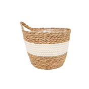 Кашпо плетеное "Танзания" с ручкой d=15,5см, h=13,5см, цв.натуральный/белый