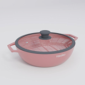"TESORO" Florence Induction total pink" Жаровня 3л, h 8см, с крышкой