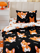 "Crazy Getup" Комплект постельного белья "Корги" 1,5сп, 50х70см, поплин