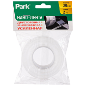 "Park" Нано-лента клейкая, двусторонняя, многоразовая, прозрач., усиленная 3смх2м