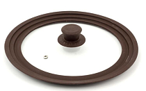 "Tima" Крышка стекл. 18см, 20см, 22см с силикон. ободком, низкая, цв.коричневый