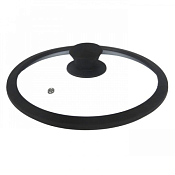 Крышка стекл. 20см с силикон. ободком, низкая, цв.черный