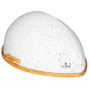 Хлебница деревянная с пластиковой крышкой 45х29х20см, белый мрамор