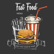 Декор. изобр. "Fast Food" 40х40х1,5см