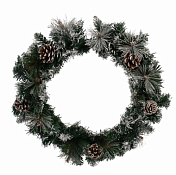 "СНОУ БУМ" Венок новогодний "Заснеженные шишки" 40см