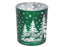 Подсвечник "Снежный лес" 8,5х10см цв.изумруд
