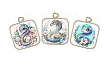 Прихватка "Голубые змеи" 17х17см