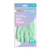 "PATERRA" Перчатки хозяйственные "Soft Touch" с экстрактом алоэ размер L, цв.зеленый