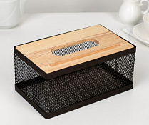 Бокс для салфеток "Эстетика" 21х12х10см, цв.коричневый