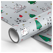 Упаковочная бумага "Christmas cat" 100х70см