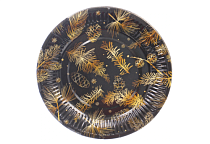 "Хвойная веточка" Набор бумажных тарелок 18см 10шт. цв.черный