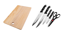 Набор ножей 5 предметов, разделочная доска 33х20,5см
