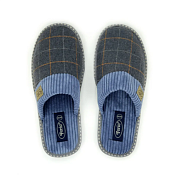 "Forio" Тапочки мужские "Серо-синяя клетка" размер 44-45