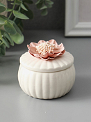 Шкатулка "Розовый цветок" 7х7х6,5см, цв.белый