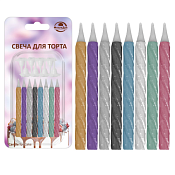 Свечи для торта "Металлик" 8шт, 6см