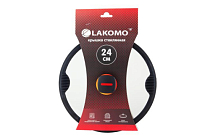 "LAKOMO" Крышка стекл. 24см с силикон. ободком, плоская