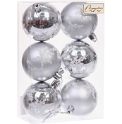 Набор шаров "Снежный шарм" 6шт, 6см, цв.серебро