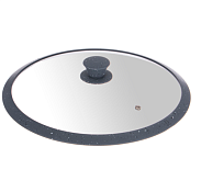 Крышка стекл. 32см с силикон. ободком цв.серый мрамор
