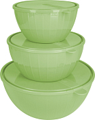 "Bono" Набор салатников с крышками 3шт, 5л, 2,8л,1,7л, цв.фисташка