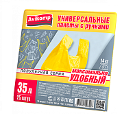 "AVIKOMP" Пакеты универсальные с ручками прочные 35л, 25шт. 13мкм, цв.желтый