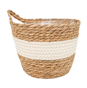 Кашпо плетеное "Танзания" с ручкой d=26,5см, h=23см, цв.натуральный/белый